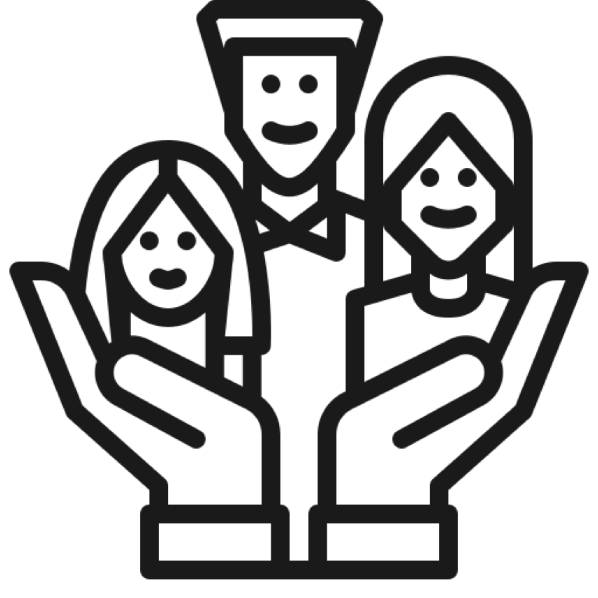 Family icon with hands supporting people.