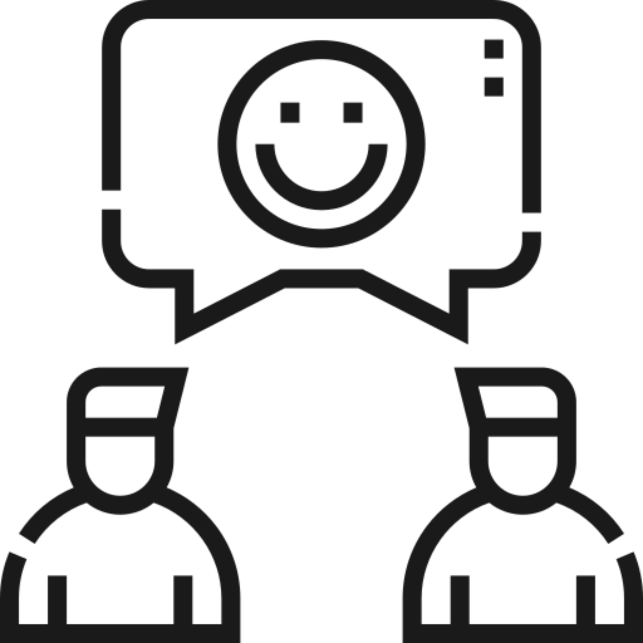 Two people with happy face speech bubble.