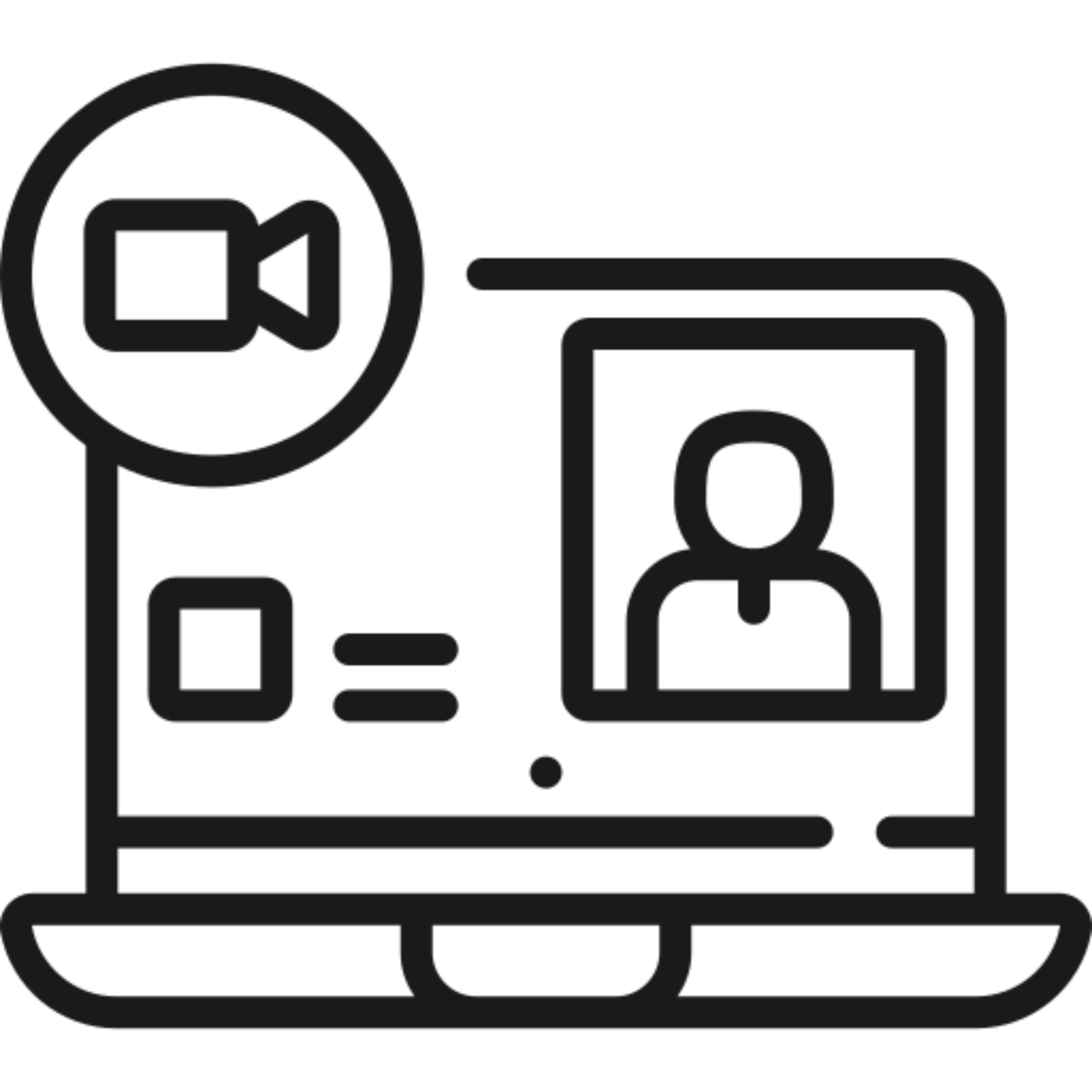 Video call icon on computer screen.