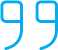 Blue quotation marks on black background.